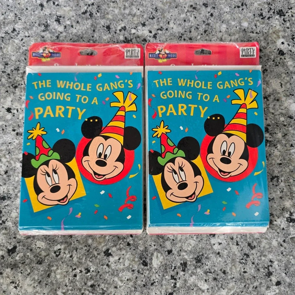 Hallmark Disney Mickey Minnie Mouse Birthday Invitations‎ 2 Packs Vtg 90s Blue